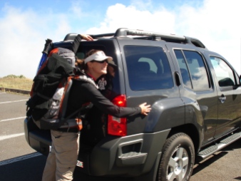 after hiking in Haleakala Crater